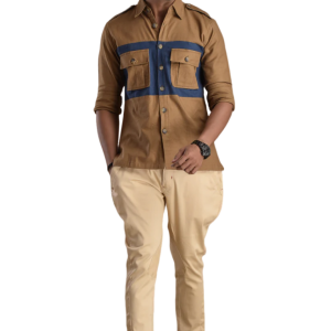 Camel Brown Hunt Style Shirt - Premium Cotton Safari Outdoor | Jaipurio